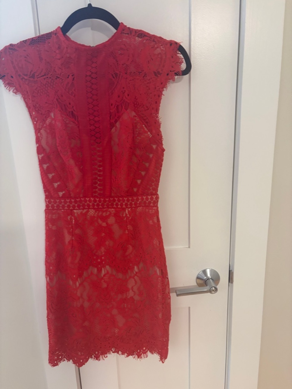 Xenia Boutique Red Lace Mini Dress